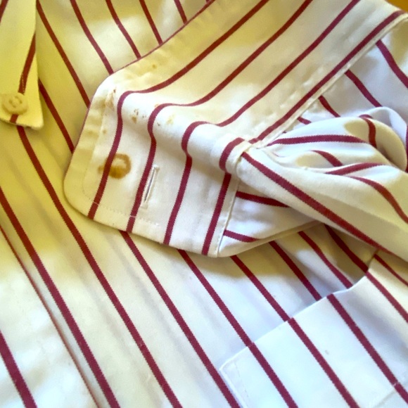 PATRICK JAMES Men’s button down shirt. Dark red/burgundy wide stripe 16/33 Grest - Picture 6 of 6